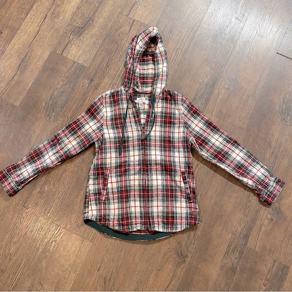 L.L. Bean Tops - L.L. Bean Relaxed Fit Scotch Plaid Flannel Zip Hoodie